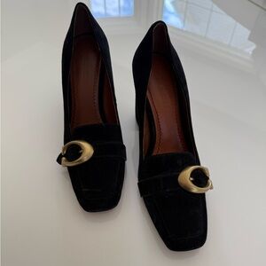 Suede Coach loafer heels. Size 6.